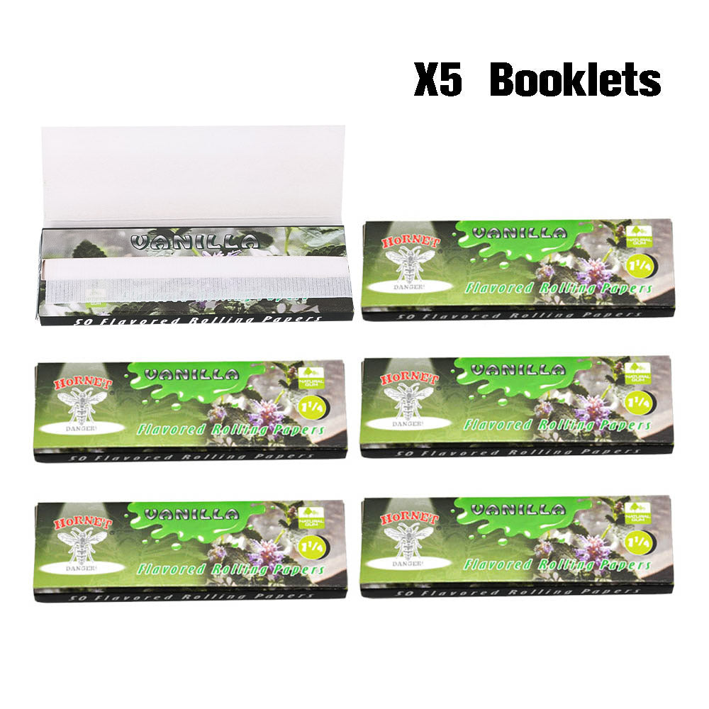 Hornet 1 1/4 Size Vanilla Flavors Rolling Papers, Slow Burning Rolling Paper, Natural Rolling Paper, 50 Piece / Pack 50 Pack / Box