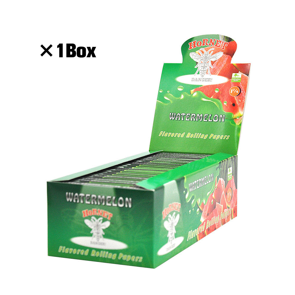 Hornet 1 1/4 Size Watermelon Flavors Rolling Papers, Slow Burning Rolling Paper, Natural Rolling Paper, 50 Piece / Pack 50 Pack / Box