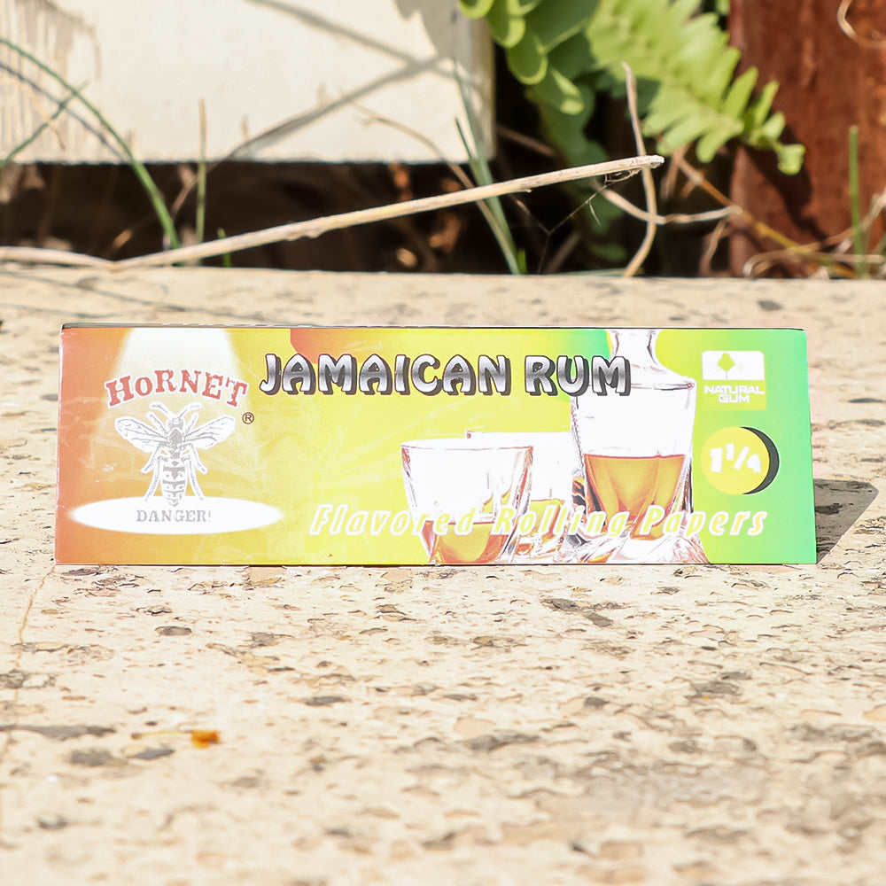 Hornet 1 1/4 Jamaican Rum Flavors Rolling Papers, Slow Burning Rolling Paper, Natural Rolling Paper, 50 Piece / Pack 50 Pack / Box