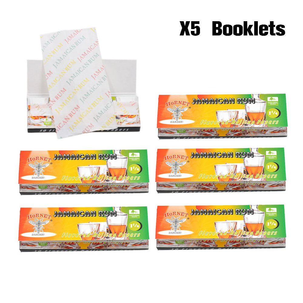 Hornet 1 1/4 Jamaican Rum Flavors Rolling Papers, Slow Burning Rolling Paper, Natural Rolling Paper, 50 Piece / Pack 50 Pack / Box