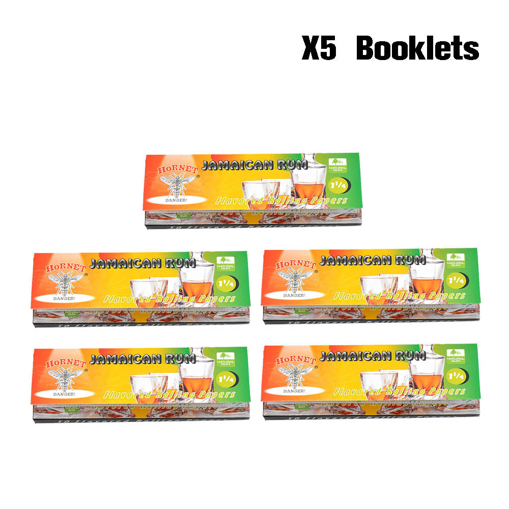 Hornet 1 1/4 Jamaican Rum Flavors Rolling Papers, Slow Burning Rolling Paper, Natural Rolling Paper, 50 Piece / Pack 50 Pack / Box