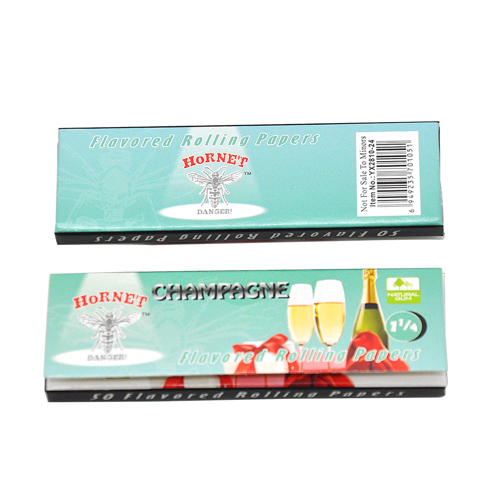 HORNET 1 1/4 Size Champagne Flavors Rolling Papers, Slow Burning Rolling Paper, Natural Rolling Paper, 50 Piece / Pack 50 Pack / Box