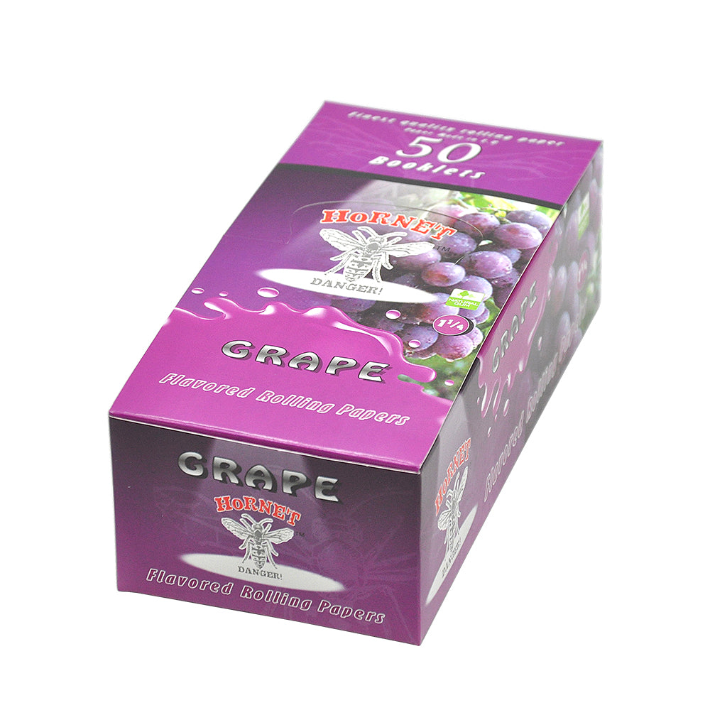 Hornet 1 1/4 Size Grape  Flavors Rolling Papers, Slow Burning Rolling Paper, Natural Rolling Paper, 50 Piece / Pack 50 Pack / Box