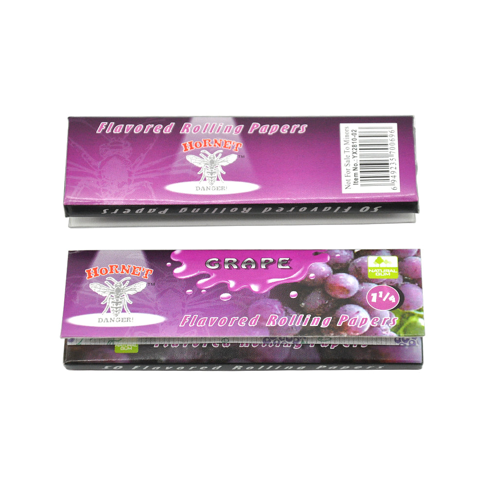 Hornet 1 1/4 Size Grape  Flavors Rolling Papers, Slow Burning Rolling Paper, Natural Rolling Paper, 50 Piece / Pack 50 Pack / Box