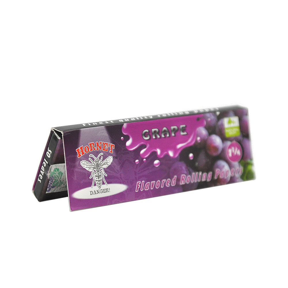 Hornet 1 1/4 Size Grape  Flavors Rolling Papers, Slow Burning Rolling Paper, Natural Rolling Paper, 50 Piece / Pack 50 Pack / Box