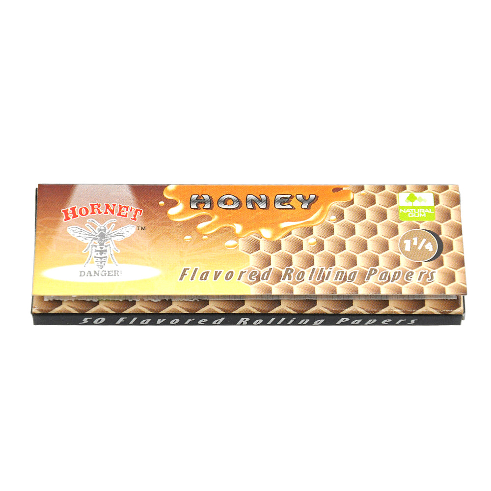 Hornet 1 1/4 Size Honey Flavors Rolling Papers, Slow Burning Rolling Paper, Natural Rolling Paper, 50 Piece / Pack 50 Pack / Box