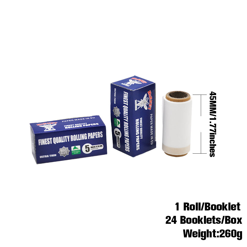 HORNET Blue Style Rolling Paper Rolls, 5 m Free Rolling Papers, Organic Rolling Paper Rolls, 24 PCS / Box