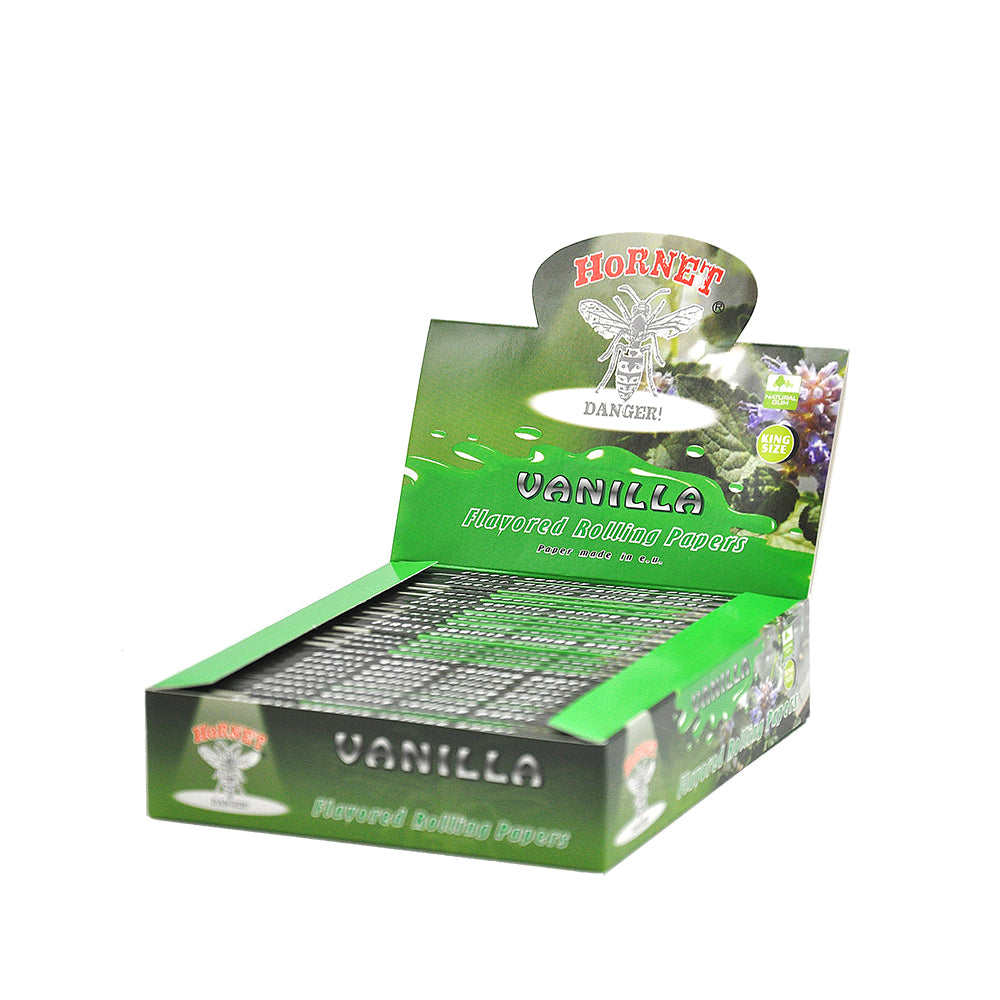 HORNET King Size vanilla Flavors Rolling Papers, Slim Natural Organic Rolling Paper, 32 Pieces / Pack 25 Packs / Box