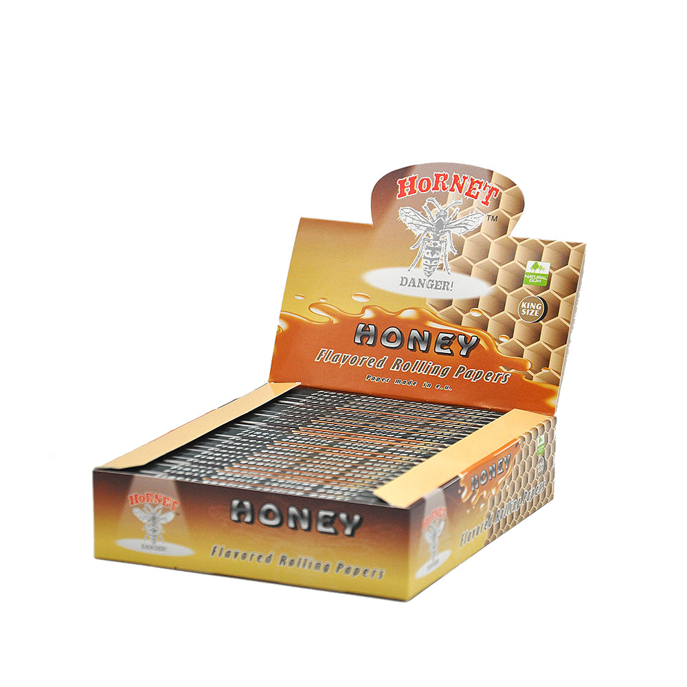HORNET King Size Honey Flavors Rolling Papers, Slim Natural Organic Rolling Paper, 32 Pieces / Pack 25 Packs / Box