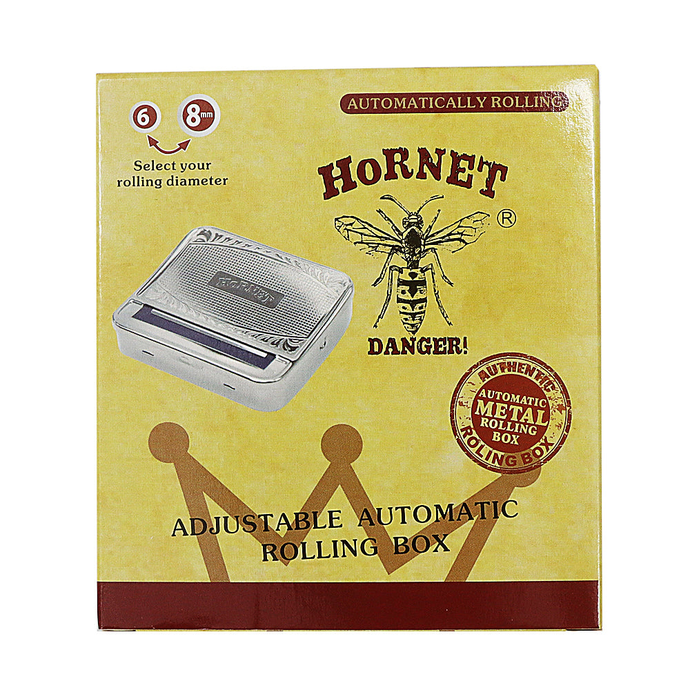 HORNET 79 mm Size Tinplate Rolling Machine Case, Silver Cigarette Rolling Machine Box with Large Stash Case, 6PCS / Box