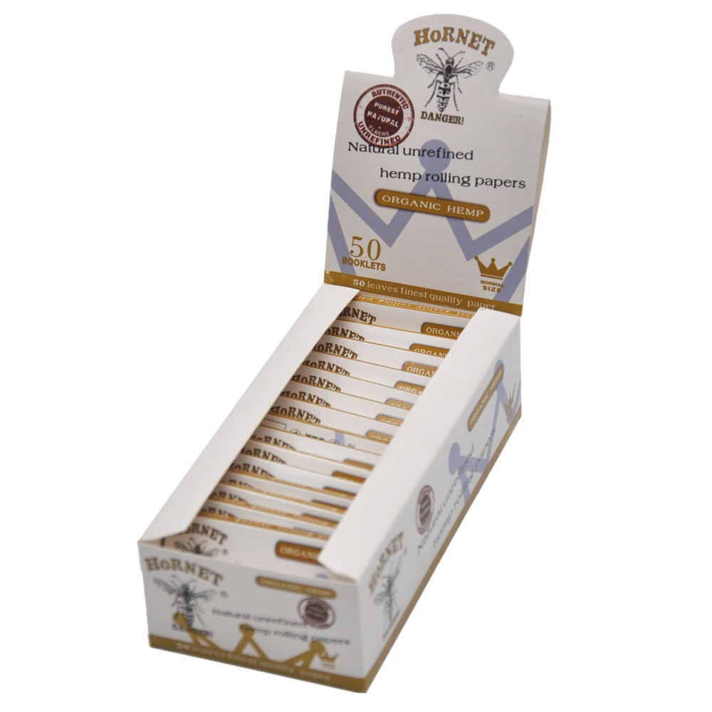 HORNET 70 mm Rolling Papers, Natural Slim Rolling Papers, White Organic Rolling Paper, 100 Leaves / Pack 25 Pack / Box