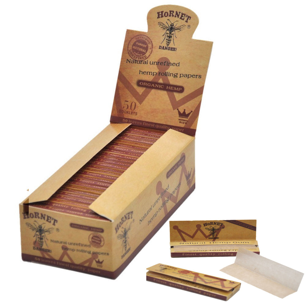 HORNET 70 mm Rolling Papers, Natural Slim Rolling Papers, Brown Organic Rolling Paper, 50 Leaves / Pack 50 Pack / Box