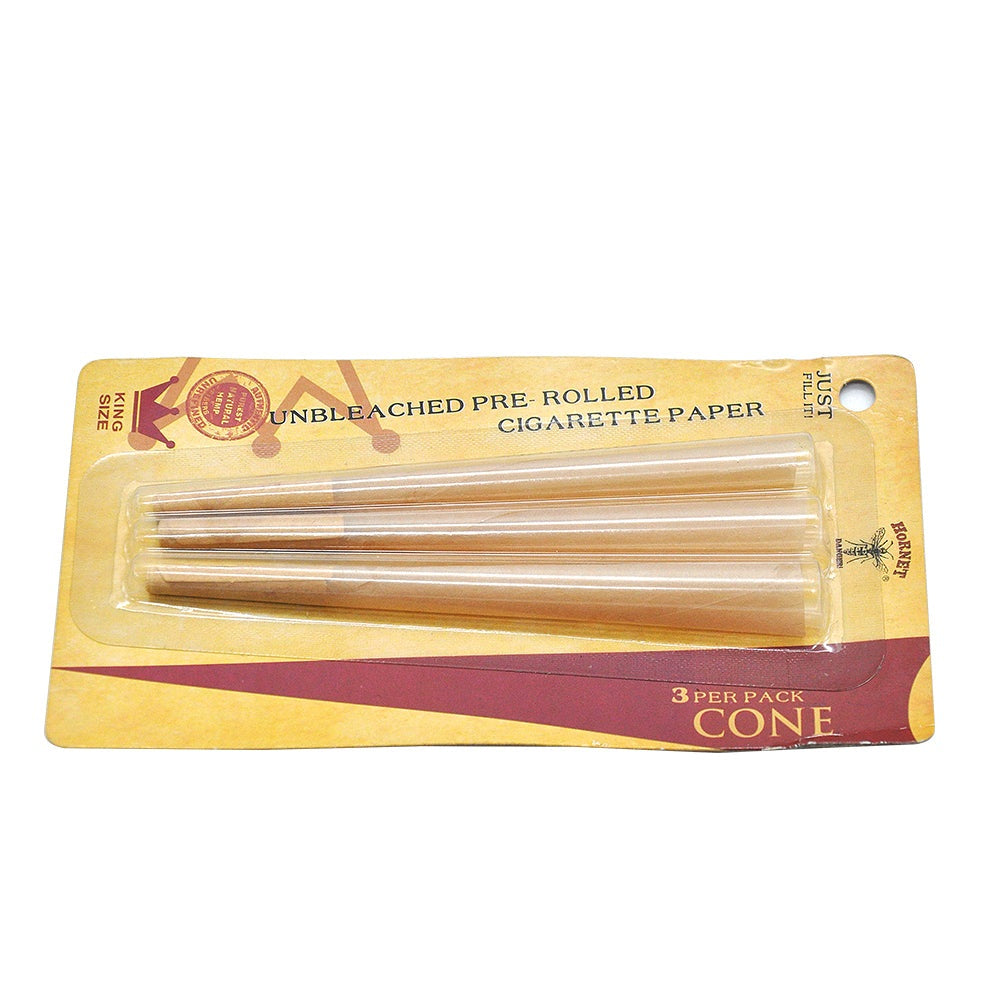 HORNET King Size Pre Rolled Cones, Natural Rolling Cones, Slow Burning Pre Rolled Rolling Paper, 3 PCS / Pack 24 Packs / Box