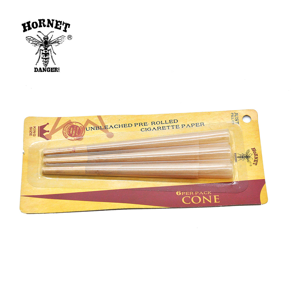 HORNET King Size Pre Rolled Cones, Natural Rolling Cones, Slow Burning Pre Rolled Rolling Paper, 6 PCS / Pack 24 Packs / Box