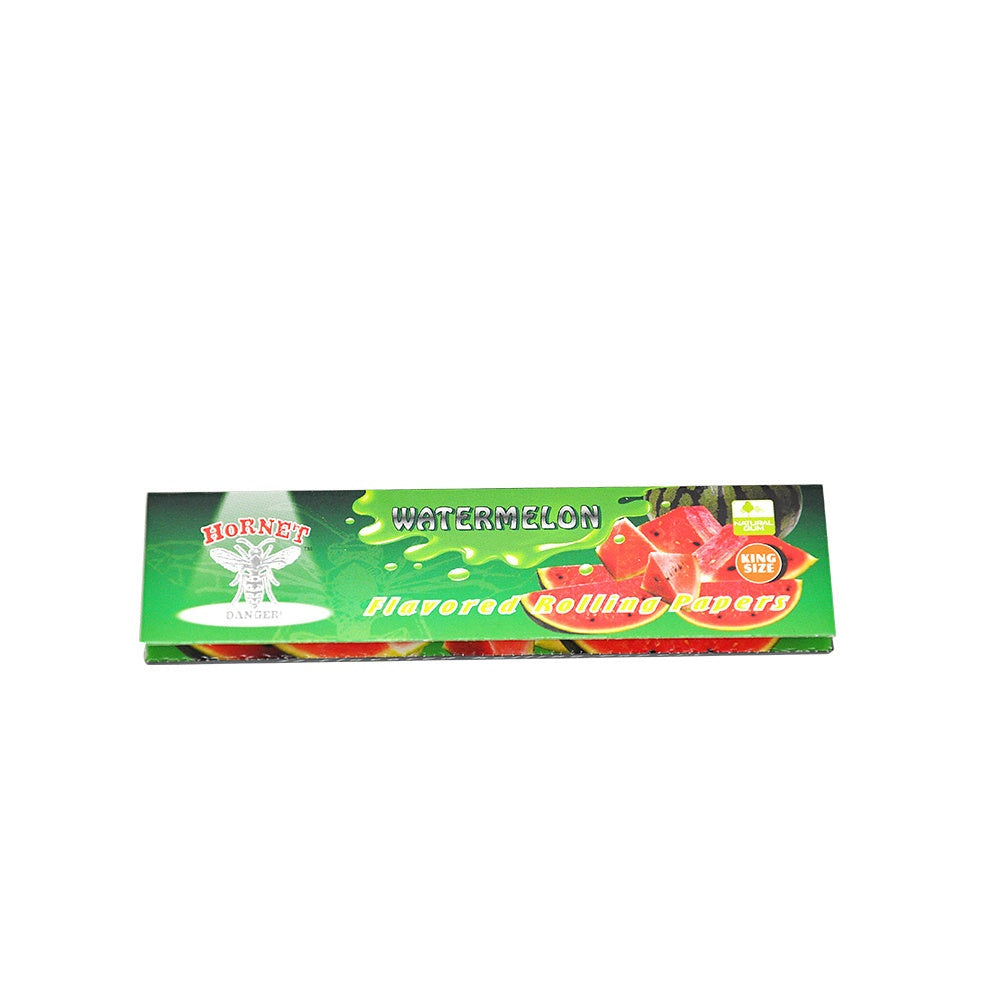 HORNET King Size Watermelon Flavors Rolling Papers, Slim Natural Organic Rolling Paper, 32 Pieces / Pack 25 Packs / Box