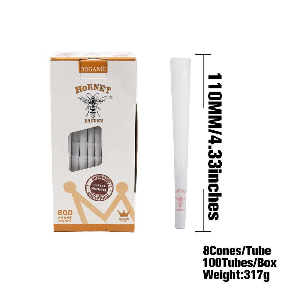 HORNET King Size White Pre Rolled Cones, Organic Pre Rolled Rolling Paper With Tips, Slow Burning Pre Rolled Cones, 800 PCS / Box