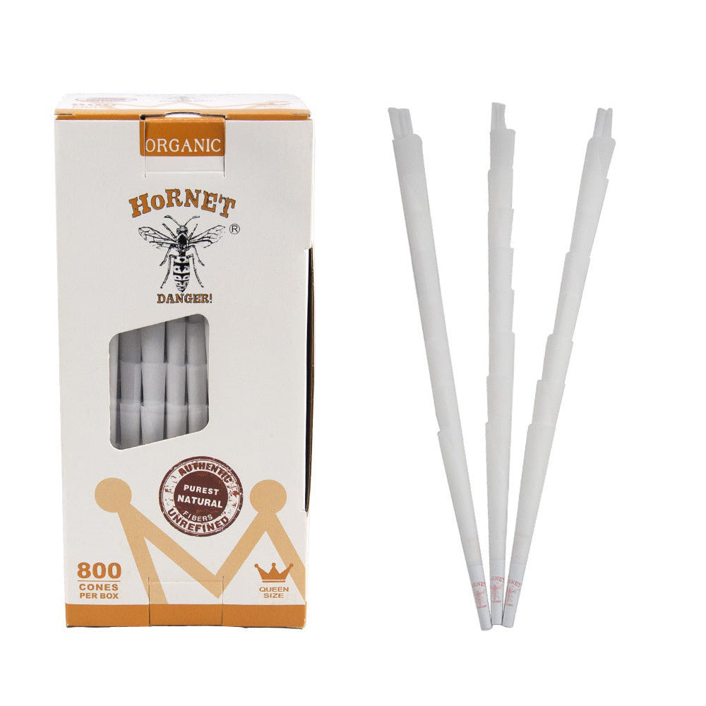HORNET King Size White Pre Rolled Cones, Organic Pre Rolled Rolling Paper With Tips, Slow Burning Pre Rolled Cones, 800 PCS / Box